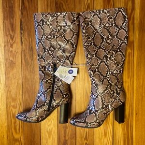 Faux snakeskin heeled brand new boots